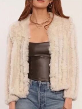 Heartloom Rex Rabbit Fur Jacket - Women's Cozy Open Front Coat